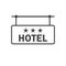 Vector icon plate hotel three stars on white isolated background