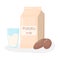 Vector icon of potato milk alternative. Vegan friendly products concept. Package milk and glass isolated on white