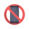 Vector icon prohibiting the use of a mobile phone or smartphone. Illustration in a flat design isolated on a white