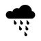 Vector icon of rain or cloud. Weather icon. Black cloud symbol. Simple icon weather. Flat design. EPS 10