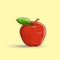vector icon of red apple with plain yellow isolated. vector illustration