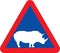 Vector icon road warning sign about singing wild animals