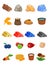 Vector icon set for 2d games, platformer, the game interface, UI, resources, ore, food, wood