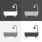 Vector icon set of bath and shower. Vector white icon on white-grey-black color