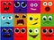 Vector icon set - cartoon face, happy, scared, screaming, happy, smile, grin, laughing