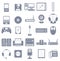 Vector icon set of computer media gadgets and devices