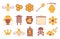 Vector icon set for creating infographics related to bees, pollination and beekeeping like honey jar, flower and honeycomb