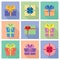 Vector Icon Set of Cute Gift Boxes