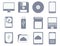 Vector icon set of different storage and computer devices