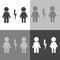 Vector icon set divorced couple . Man and woman characters quarrel. Symbol of marriage problems on white-grey-black color.