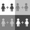 Vector icon set of friendship, male and female connections. A symbol of a joint life, a joint activity. A man plus a woman. The g