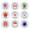 Vector icon set made in usa, canada, brazil, china, japan, south korea, hong kong, singapore and australia