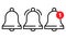 Vector icon set of notification, incoming message, ringing bell in line style