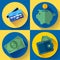 Vector icon Set Wallet, credit card, piggi and Money