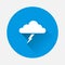 Vector icon storm weather on blue background. Flat image Clouds