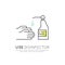 Vector Icon Style Illustration Web Badge of Hands Disinfection Cleaning, Virus Spread Prevention Method