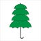 Vector icon stylized Christmas tree in the form of a green four-tiered umbrella isolated on a white
