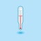 Vector icon thermometer in line work style for measuring body temperature on light blue background