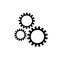 Vector Icon: Three Gears, Machine Technical Illustration, Black and White.