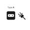 Vector icon of a type A electrical outlet and an electric plug. Flat design