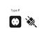 Vector icon of a type F electrical outlet and an electric plug. Flat design