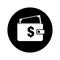 Vector icon of wallet. Money icon. Wallet with cash. Dollar wallet. Deposit dollar. Money credit. Success. Flat design. EPS 10