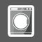 Vector icon of a washing machine colored sticker. Home Applianc