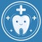 Vector icon of white and healthy tooth, cure icon, dental sign