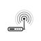 Vector icon of a Wi-Fi router with an antenna. Wireless Internet