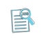 Vector icon word risk in a magnifier. Danger of business risks on cartoon style on white background