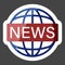 Vector icon world news colored sticker. Image inscription news