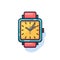 Vector icon of a yellow-faced watch with a vibrant red band, showcasing its modern and minimalist design