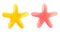 Vector icon of yellow and pnk stars in realistic 3D style. Achievements for games or customer rating feedback of website.