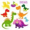 Vector icons of baby dinosaurs