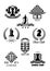 Vector icons for chess club and game contest