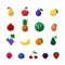 Vector Icons Fruits and Berries in Flat Style Set