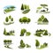 Vector icons for green landscape eco design