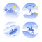 Vector icons of mountain types of summer tourism