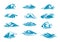Vector icons of ocen water wave blue splash