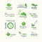 Vector icons of organic natural food, vegan and vegatarian signs