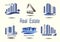 Vector icons for real estate construction.Vector icons of architecture, urban and suburban homes