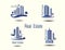Vector icons for real estate construction.Vector icons of architecture, urban and suburban homes