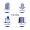 Vector icons for real estate construction.Vector icons of architecture, urban and suburban homes