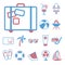 Vector icons set for creating infographics related to summer, travel and vacation, like suitcase, palm, sail ship, cocktail drink,