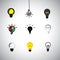 Vector icons set of different idea & light bulbs