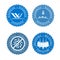 Vector icons set of fabric features. Wind proof, antibacterial, waterproof, and breathable wear labels. Textile industry