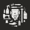 Vector icons set of furrier`s tools
