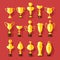 Vector icons set of golden sport award cups.