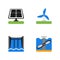 Vector icons set with wind, solar, tidal and hydroelectricity isolated illustration