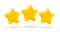 Vector icons of three yellow stars on white background. Achievements for games or customer rating feedback of website